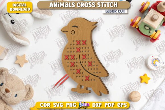 Cross Stitch Bird Laser Cut Montessori