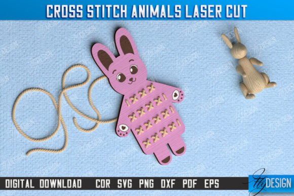 Cross Stitch Hare Montessori Lacing