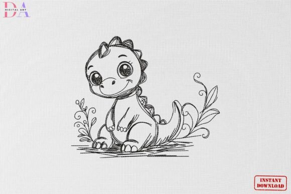 Cute Baby Dino Sketch Animal Art Review